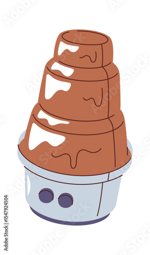 Gourmet chocolate fountain cartoon dessert