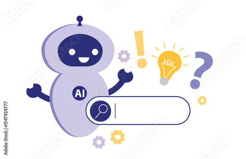  Ai search. chat bot with search bar. Ai robotics help with seo, information, question. Artificial intelligence support