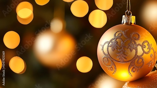 Close-up of a luminous golden ornament with cultural motifs decorating a festive parade float