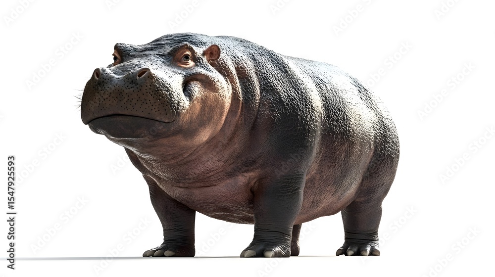 Fototapeta premium Hippopotamus, Hippo, Hippos, Happy Hippopotamus on White Background
