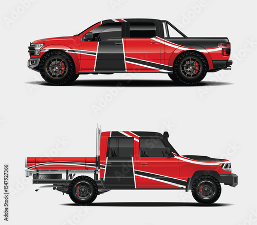 Red and Black Off Road Truck Design Two