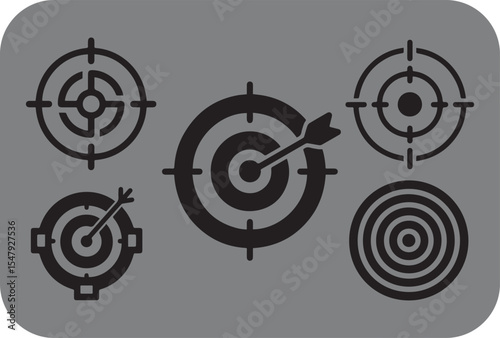 Collection of target icons bullseye aiming arrow achievement success goal