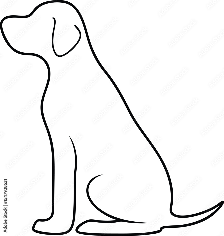 Obraz premium Minimalist black vector silhouette of a dog design with transparent background