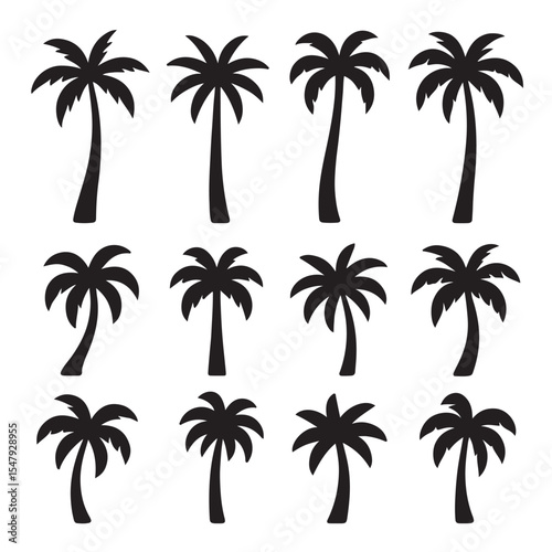 Collection of Simple Black Silhouette Palm Trees