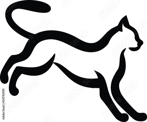 Minimalist black cat silhouette in a nine configuration vector illustration design