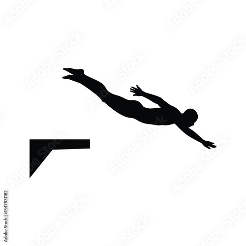 Silhouette of Diver Leaping from Diving Board