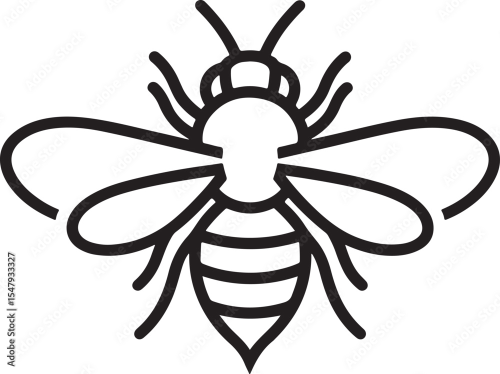 Obraz premium A friendly and simplified cartoon bee vector logo, suitable for a playful yet traceable brand identity.