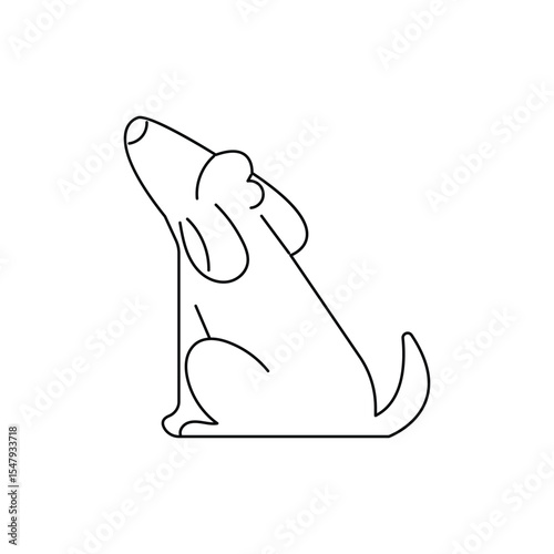 Minimal Line Art Dog Sitting – Cute Pet Outline Illustration