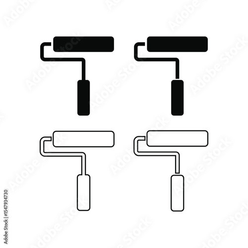 paint roller icon vector design concept silhouette and outline style
