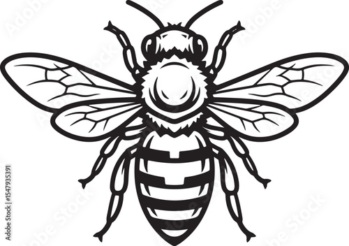 A clear and concise outline vector logo of a bee, perfect for a clean and adaptable design.