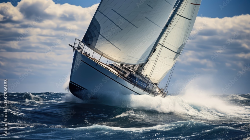 Naklejka premium waves wooden sailboat