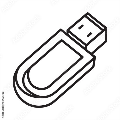 USB Icon – Minimal Tech Illustration Representing Flash Drives and Digital Access
