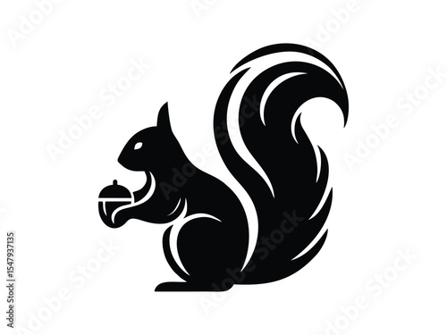 Stylized squirrel vector. A clean and artistic squirrel silhouette, perfect for minimalist designs, tattoos, or wildlife conservation graphics.