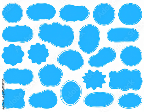 Blue Blob Illustration Pack. Collection of cool blue vector blobs with soft lines and outlined edges. Great for abstract compositions, modern branding,blob, bubble, smooth, abstract, illustration, 