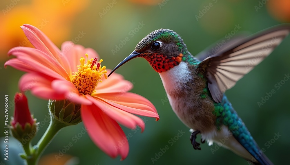 Fototapeta premium Hummingbird Feeding From a Flower