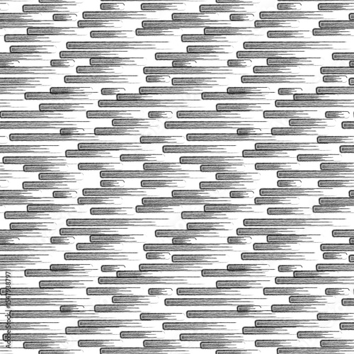 Simple abstract pattern, white and black colors. Seamless floral pattern-753.