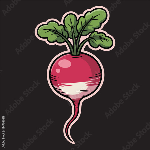 Adorable red radish character with green leaves and a sweet expression Great for healthy food visuals, menu decorations, farming themes and playful designs