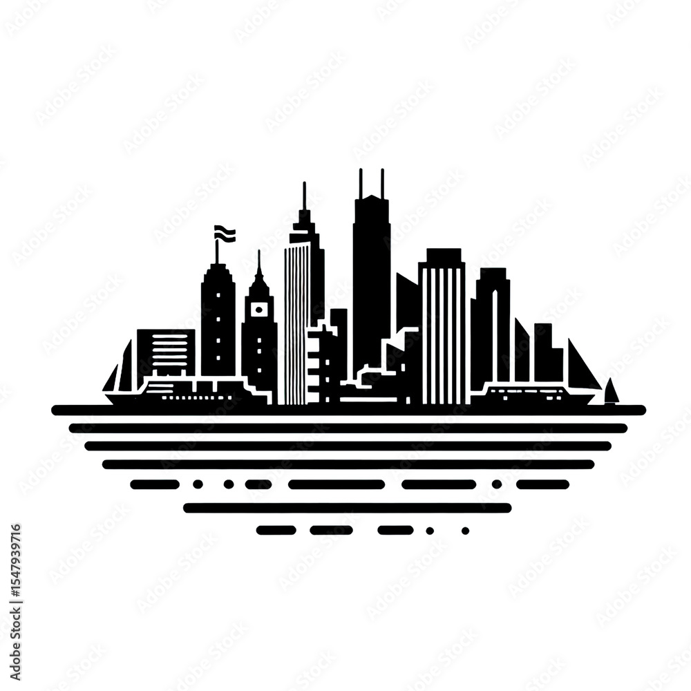 Fototapeta premium argentina, buenos aires, cityline, skyline, vector, black and white, wallpaper, image