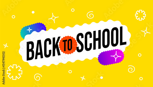 Colorful and modern back-to-school design with a bright yellow background and dynamic text, perfect for school campaigns, student promotions, and children's materials