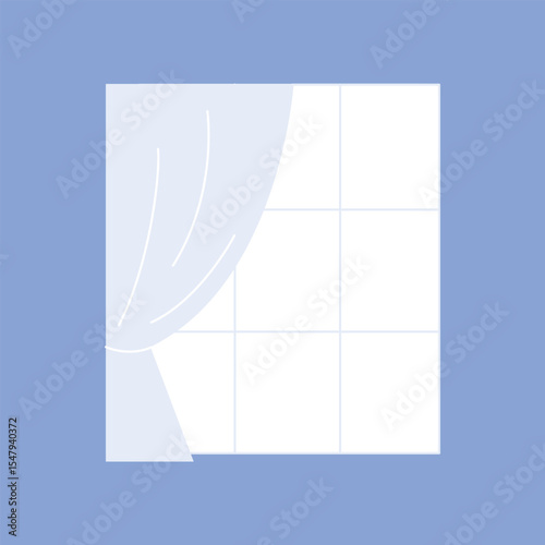 Minimal Window with Curtain – Modern Interior Line Art Illustration