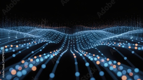 Dynamic Data Visualization Digital Realm Abstract Art Technological Landscape Wide Perspective Future Concept Highlighting Connectivity and Information Flow