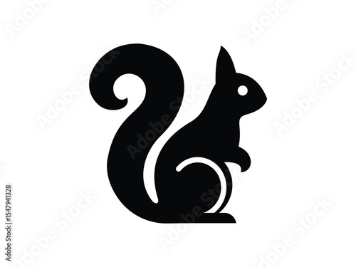 squirrel icon in flat design, monochrome squirrel icon designed for digital use, app icon or UI element related to nature or forest theme.