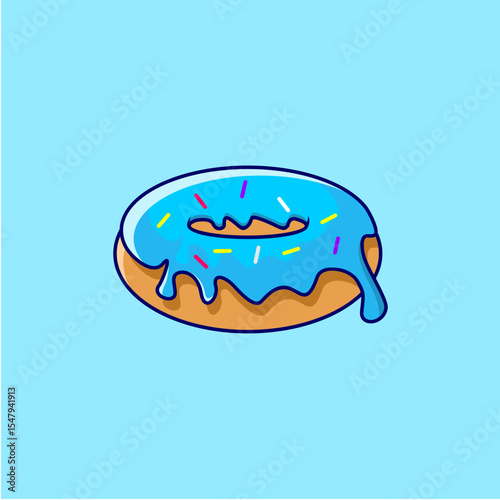 Colorful Blue Frosted Donut V...