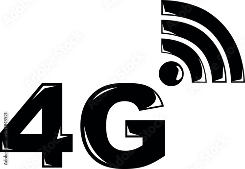 vector illustration black and white icon 4G internet conection concept
