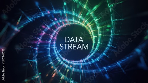 Dynamic Data Stream Visualization Digital Environment Motion Graphics Abstract Concept Vibrant Colors Engaging Viewpoint Illustrating Information Flow