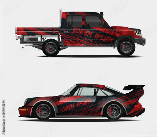 Red and Black Car and Truck Wrap Designs