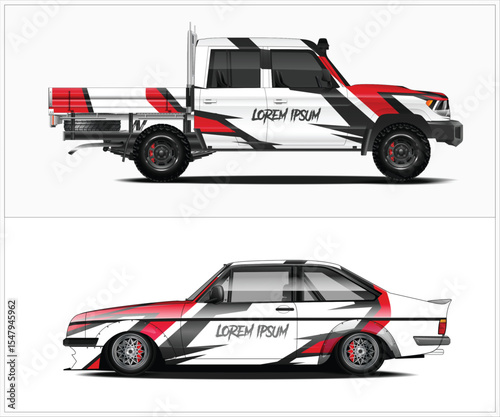 Custom Car Wrap Designs for Pickup Truck and Coupe
