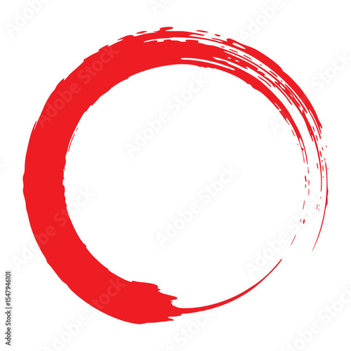 Hand-Drawn Red Enso Zen Circle Brush Stroke Vector