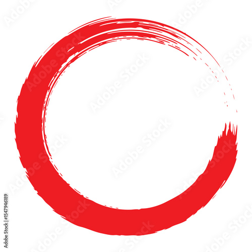 Red Brush Stroke Circle Enso Vector