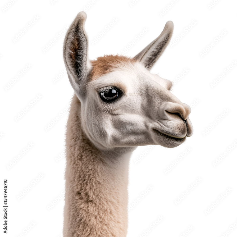Obraz premium side view of llama portrait isolated on a transparent background