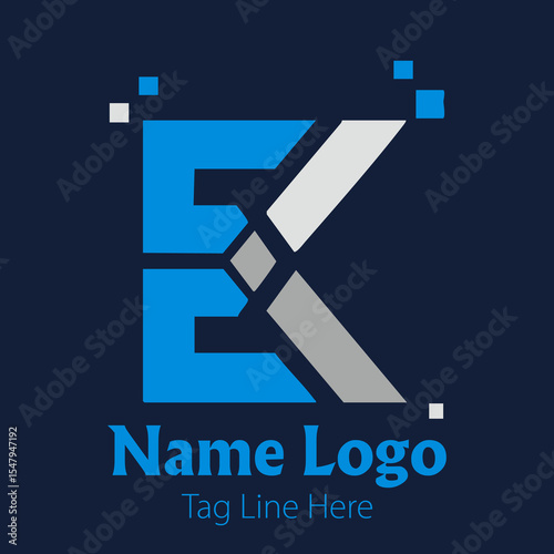Geometric Blue EK Brand Logo