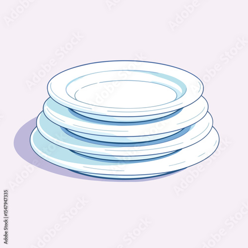 Vsai stack of clean white plates creating a minimalist arrangement