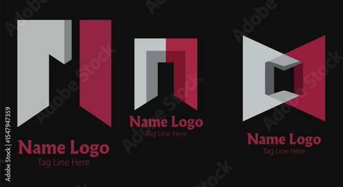 Bold Geometric Red Grey Logo