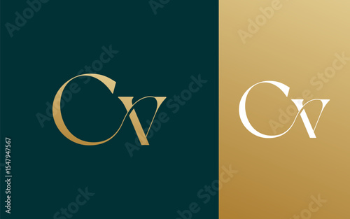Initial letter CV VC logo design vector illustration for couple, wedding, and business