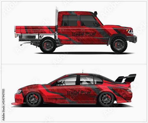 Red and Black Car and Truck Graphic Designs
