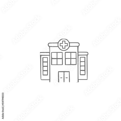 Modern  hospital building exterior front view.