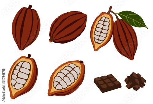 Set of cocoa beans vector logo isolated on white background.perfect for wallpaper or design elements	