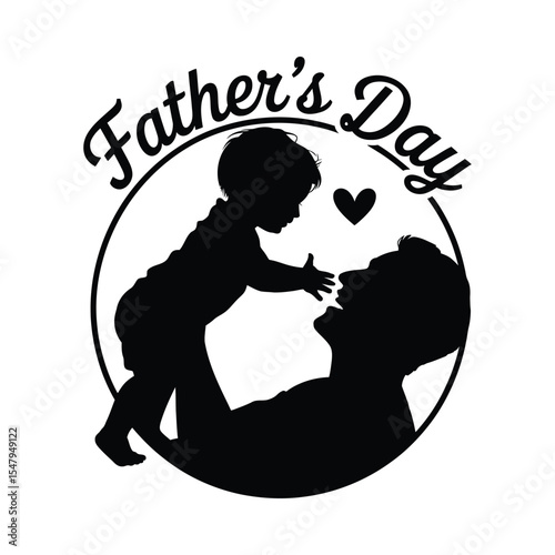 Father's day celebration depicting a loving silhouette of father and child with heart symbol