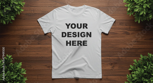 Tshirt Mockup On Wooden Background 