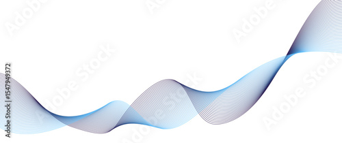 Abstract wave line pattern halftone blue and black gradient isolated on  transparent background. Vector template in motion for invitation, flyer, cover, business banner, prestigious voucher, ads.