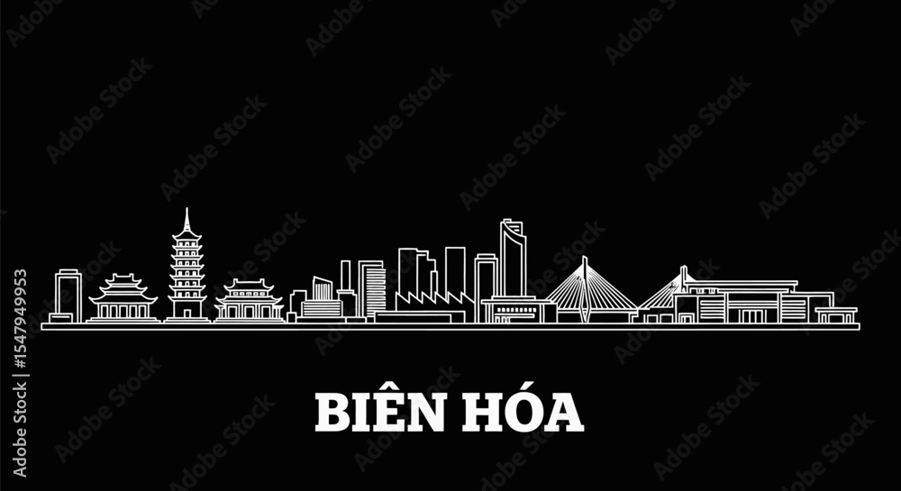 Obraz premium Bien Hoa Skyline Silhouette with Vietnam, and Cityscape.