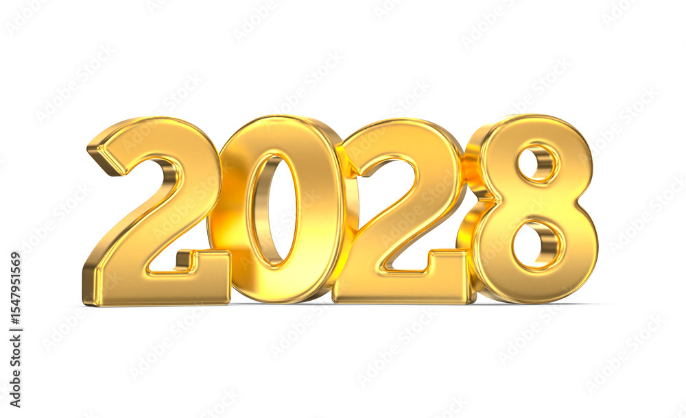 2028 Gold Number 3D Render 2028 Gold Number 3D Render