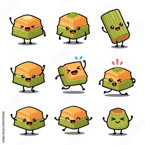 Baklava cartoon sweets mascot character happy food