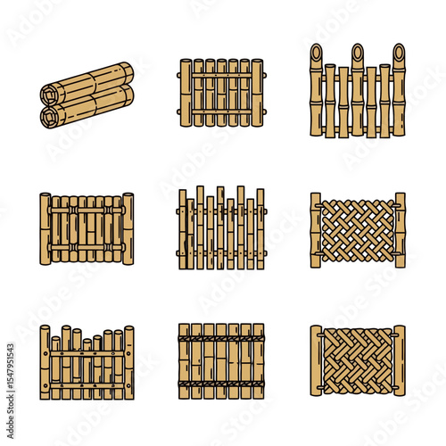 Bamboo fence element collection assortment