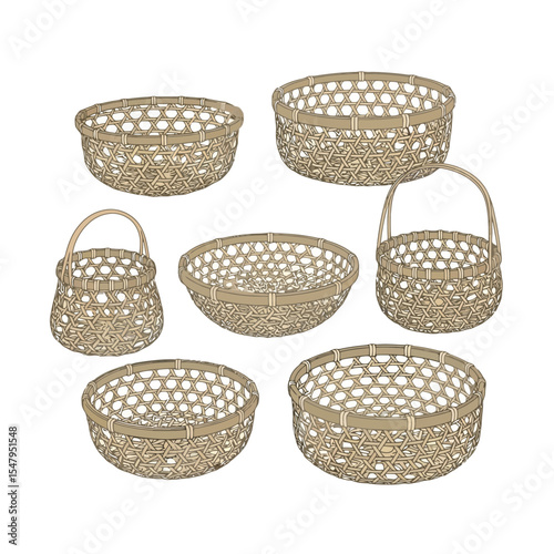 Bamboo Woven Baskets Collection Craft