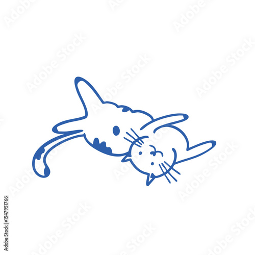 Charming Cat and Shark Fusion Character Illustration, perfect for any animal lover